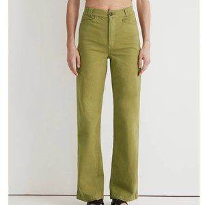 Madewell Emmett Wide-Leg Pant: Garment Dyed Edition, Artichoke, Size 29